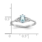 14k White Gold 6x4 Oval March/Aquamarine and Diamond Ring