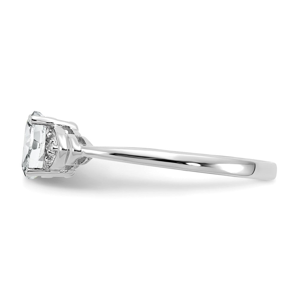 14k White Gold 6x4 Oval April/White Topaz and Diamond Ring