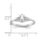 14k White Gold 6x4 Oval April/White Topaz and Diamond Ring