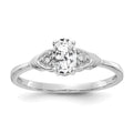 14k White Gold 6x4 Oval April/White Topaz and Diamond Ring