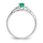 14k White Gold 6x4 Oval May/Emerald and Diamond Ring