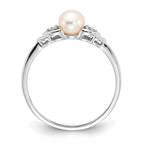 14k White Gold 5mm June/Freshwater Cultured Pearl and Diamond Ring