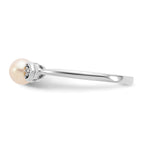 14k White Gold 5mm June/Freshwater Cultured Pearl and Diamond Ring