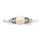 14k White Gold 5mm June/Freshwater Cultured Pearl and Diamond Ring