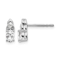 14k White Gold 5x3 Oval April/White Topaz and Diamond Post Earrings