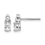 14k White Gold 5x3 Oval April/White Topaz and Diamond Post Earrings