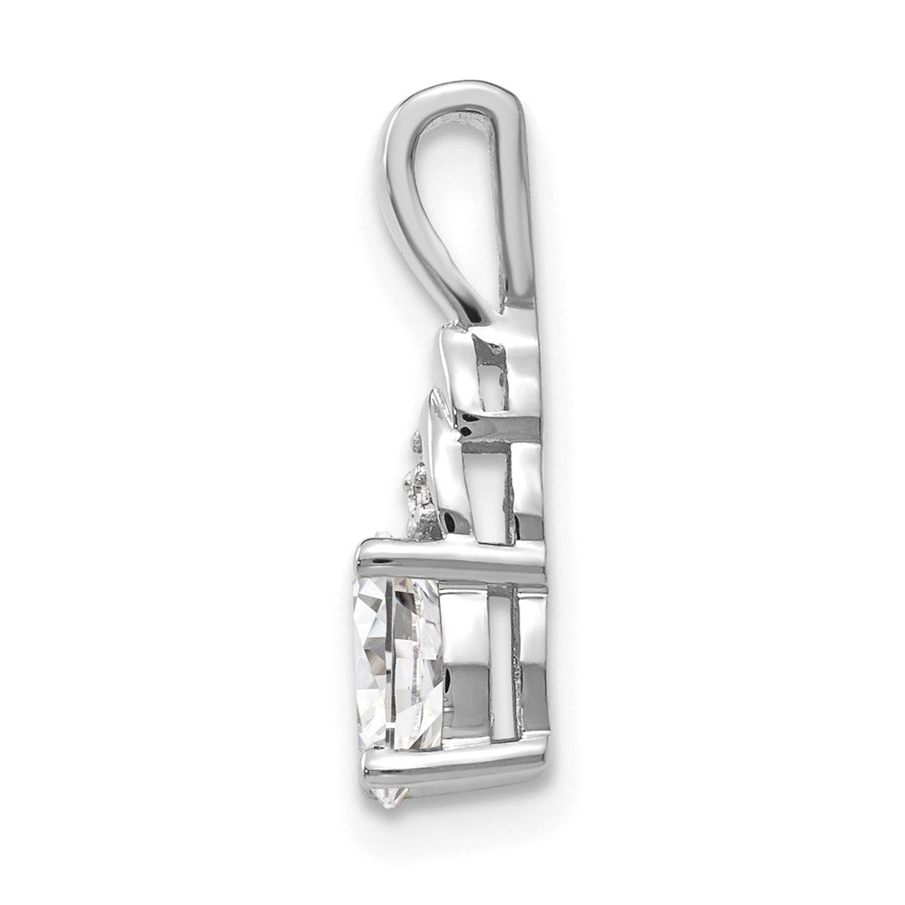 14k White Gold 6x4 Oval April/White Topaz and Diamond Pendant