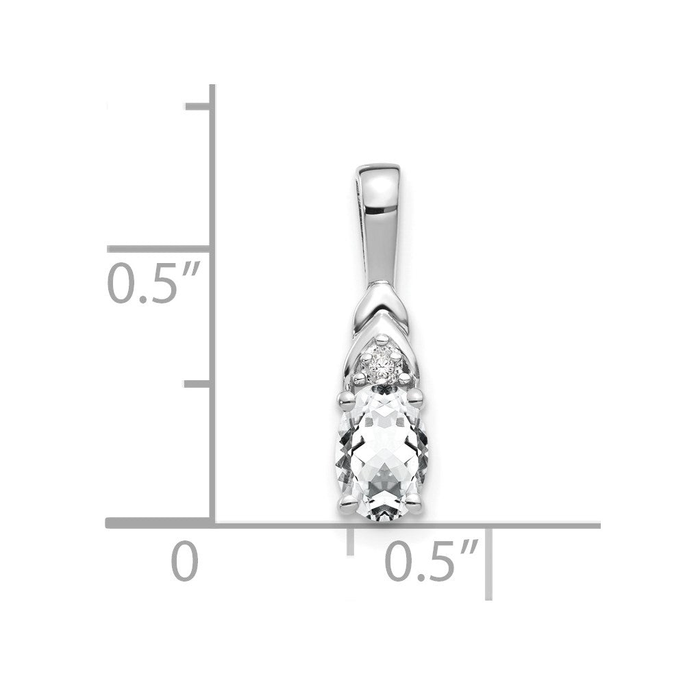14k White Gold 6x4 Oval April/White Topaz and Diamond Pendant