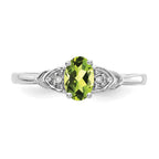 14k White Gold 6x4 Oval August/Peridot and Diamond Ring