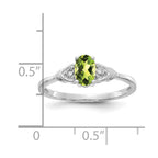 14k White Gold 6x4 Oval August/Peridot and Diamond Ring