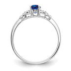14k White Gold 6x4 Oval September/Sapphire and Diamond Ring