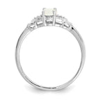 14k White Gold 6x4 Oval October/Opal and Diamond Ring