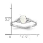14k White Gold 6x4 Oval October/Opal and Diamond Ring