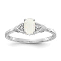 14k White Gold 6x4 Oval October/Opal and Diamond Ring