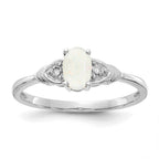 14k White Gold 6x4 Oval October/Opal and Diamond Ring