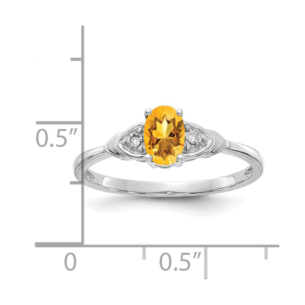 14k White Gold 6x4 Oval November/Citrine and Diamond Ring
