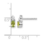 14k White Gold 5x3 Oval August/Peridot and Diamond Post Earrings