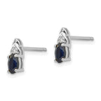 14k White Gold 5x3 Oval September/Sapphire and Diamond Post Earrings
