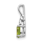 14k White Gold 6x4 Oval August/Peridot and Diamond Pendant
