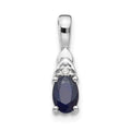 14k White Gold 6x4 Oval September/Sapphire and Diamond Pendant
