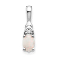14k White Gold 6x4 Oval October/Opal and Diamond Pendant