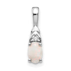14k White Gold 6x4 Oval October/Opal and Diamond Pendant