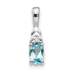 14k White Gold 6x4 Oval December/Blue Topaz and Diamond Pendant