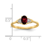 14k 6x4 Oval January/Garnet and Diamond Ring