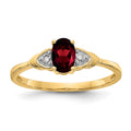14k 6x4 Oval January/Garnet and Diamond Ring