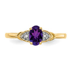 14k 6x4 Oval February/Amethyst and Diamond Ring