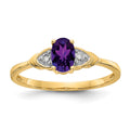 14k 6x4 Oval February/Amethyst and Diamond Ring