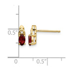 14k 5x3 Oval January/Garnet and Diamond Post Earrings