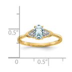 14k 6x4 Oval March/Aquamarine and Diamond Ring