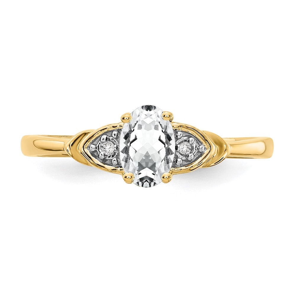 14k 6x4 Oval April/White Topaz and Diamond Ring
