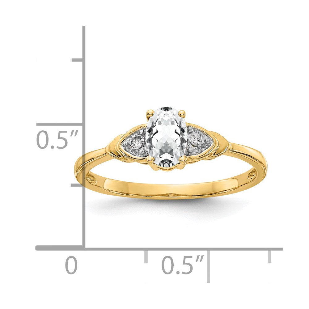 14k 6x4 Oval April/White Topaz and Diamond Ring