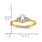 14k 6x4 Oval April/White Topaz and Diamond Ring