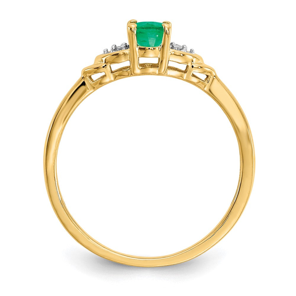 14k 6x4 Oval May/Emerald and Diamond Ring