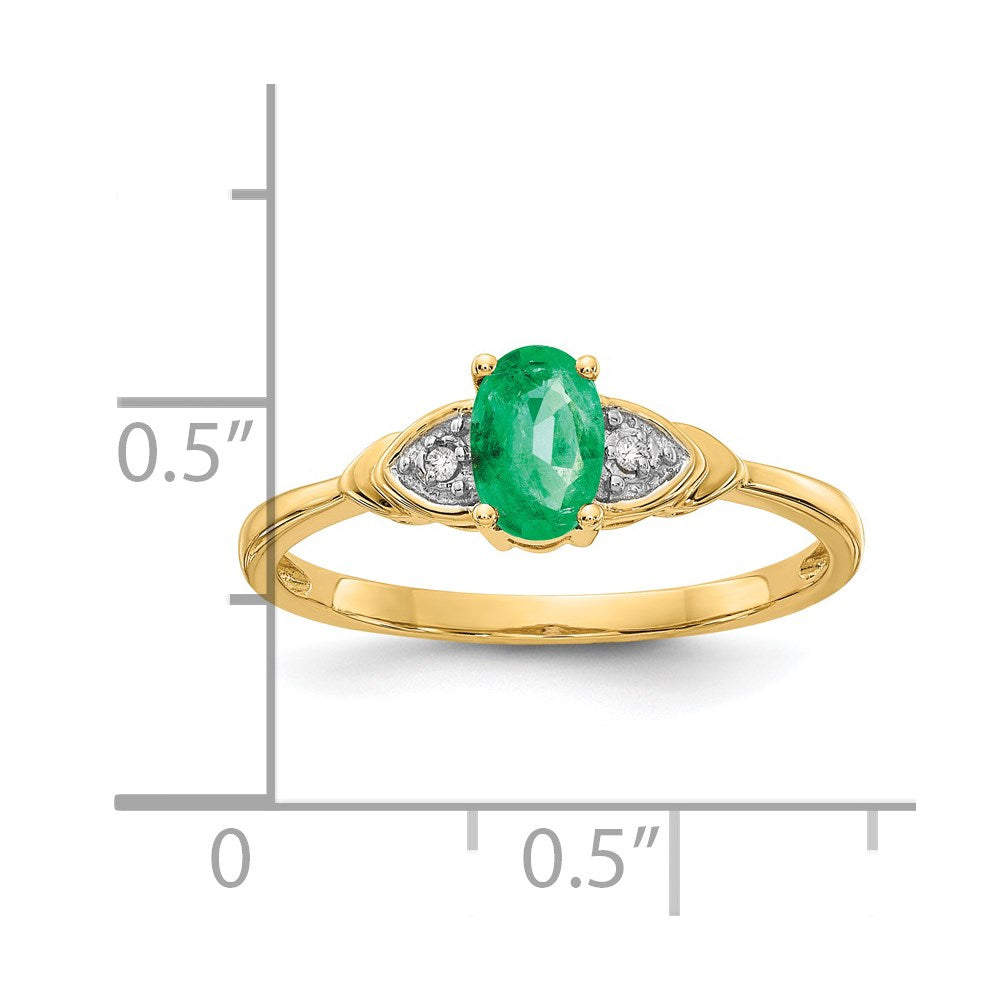 14k 6x4 Oval May/Emerald and Diamond Ring