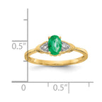 14k 6x4 Oval May/Emerald and Diamond Ring