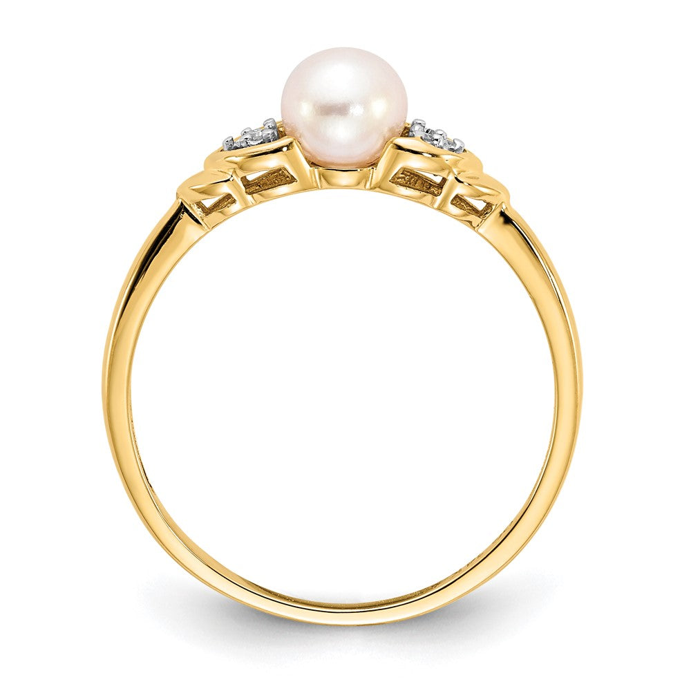 14k 5mm June/Freshwater Cultured Pearl and Diamond Ring