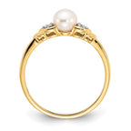 14k 5mm June/Freshwater Cultured Pearl and Diamond Ring