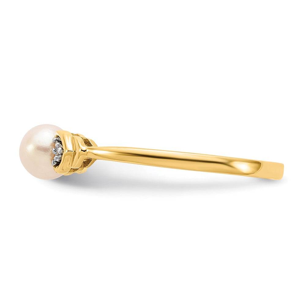 14k 5mm June/Freshwater Cultured Pearl and Diamond Ring