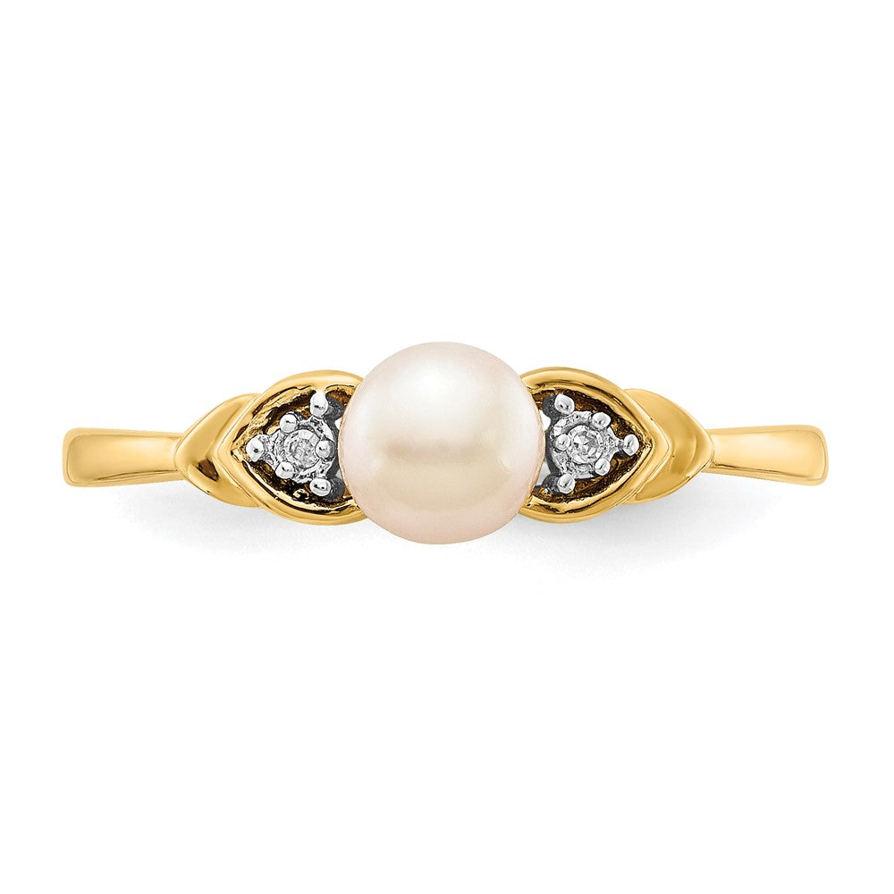 14k 5mm June/Freshwater Cultured Pearl and Diamond Ring