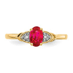 14k 6x4 Oval July/Ruby and Diamond Ring