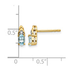 14k 5x3 Oval March/Aquamarine and Diamond Post Earrings