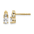 14k 5x3 Oval April/White Topaz and Diamond Post Earrings