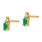 14k 5x3 Oval May/Emerald and Diamond Post Earrings