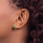 14k 5x3 Oval May/Emerald and Diamond Post Earrings