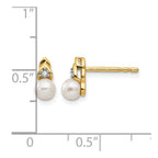 14k 4.5mm June/Freshwater Cultured Pearl and Diamond Post Earrings