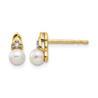 14k 4.5mm June/Freshwater Cultured Pearl and Diamond Post Earrings